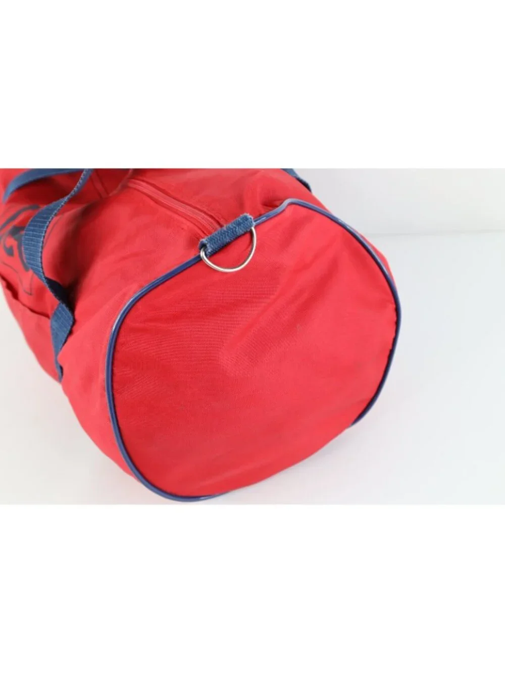Vintage 70s 80s Lee Dungarees Spell Out Box Logo Handled Duffel Bag Carry On Red